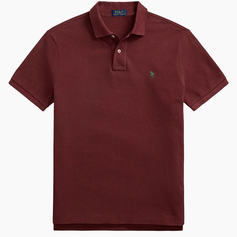 Polo Ralph Lauren Maroon Polo Shirt Classic Fit Green Logo Size XL